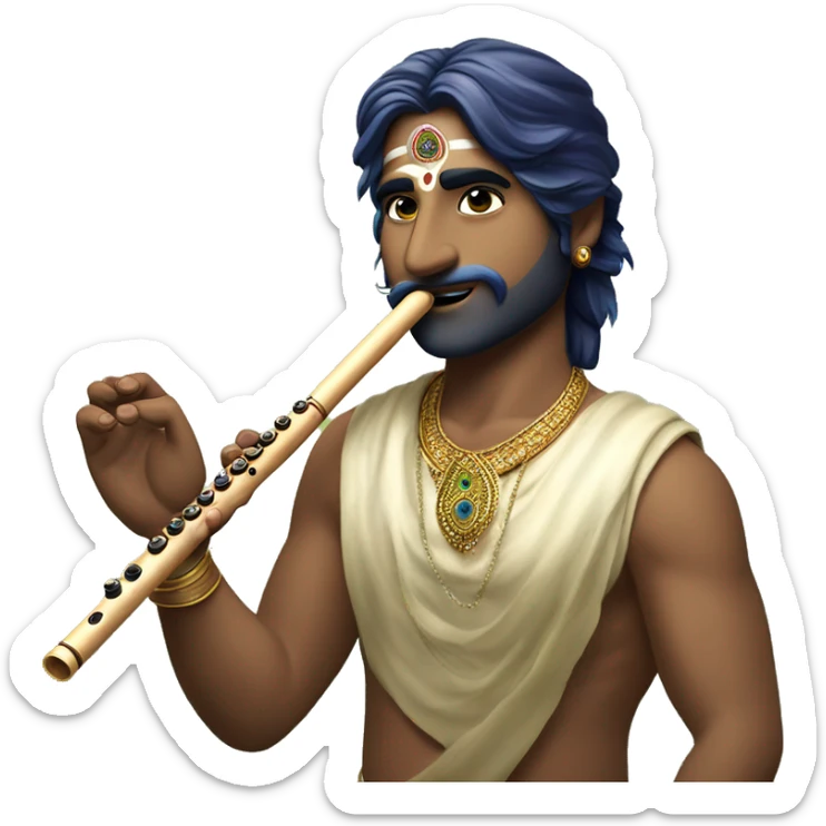 Write a emoji of indian bansuri, put the peacock feather in the end of flute (like shree Krishna's flute) sticker