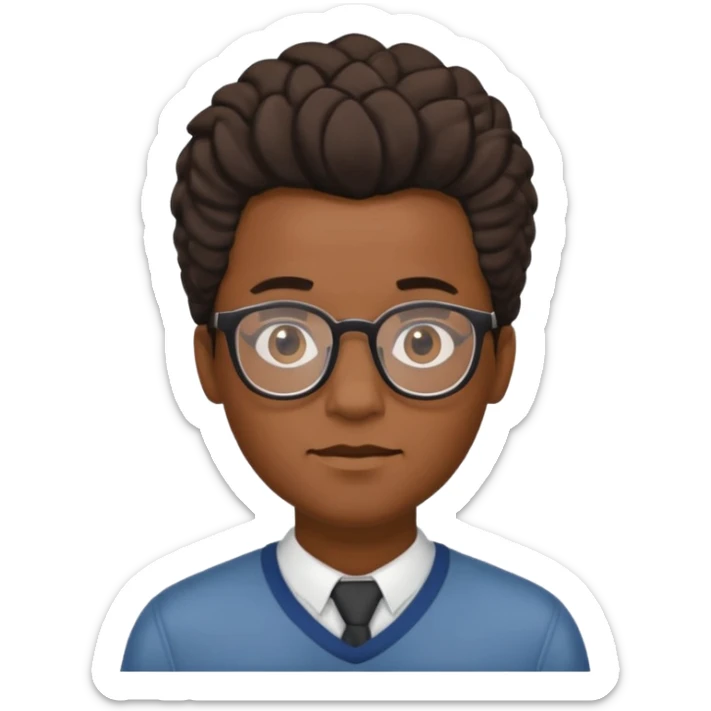 Black m’en with glass and semi free form the haïr style  sticker