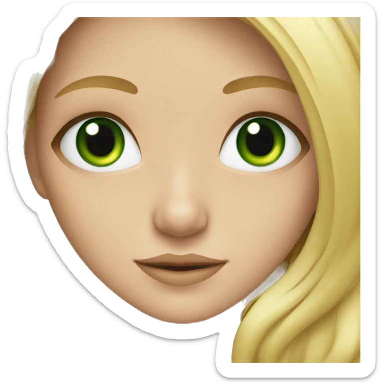 young blonde girl with long hair and green eyes sticker