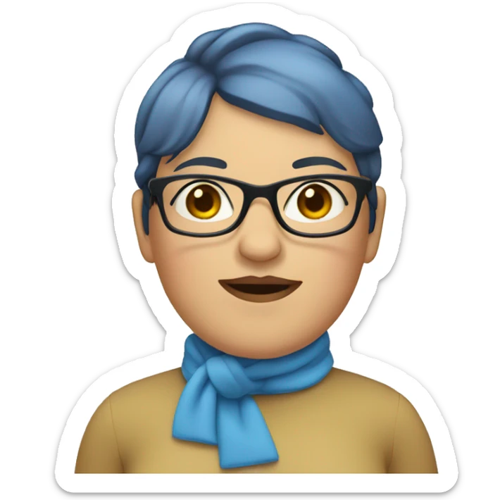  Large women with short blue hair and a double chin and glasses sticker