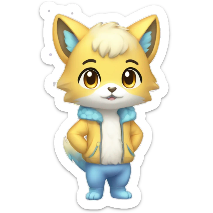  High quality detailed Cute Cool Kawaii stylish Pretty Chibi Fur-Sona Shiny Colorful Sparkly Fakemon Full Body sticker