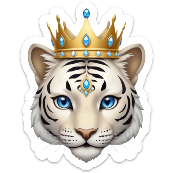 ESO Female white/black tiger khajiit leader of the umbral rose, blue eyes, blue 'third eye' gem, something symbolizing leadership ruling  sticker