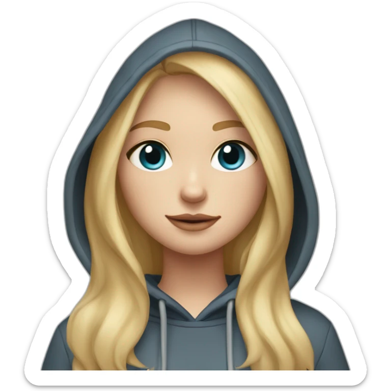 A blonde girl  with blues eyes, with straight hair and a ray,she has light skin a few freckles, and she wear a hoodies and she Carries in his arms a black labrador dog  sticker