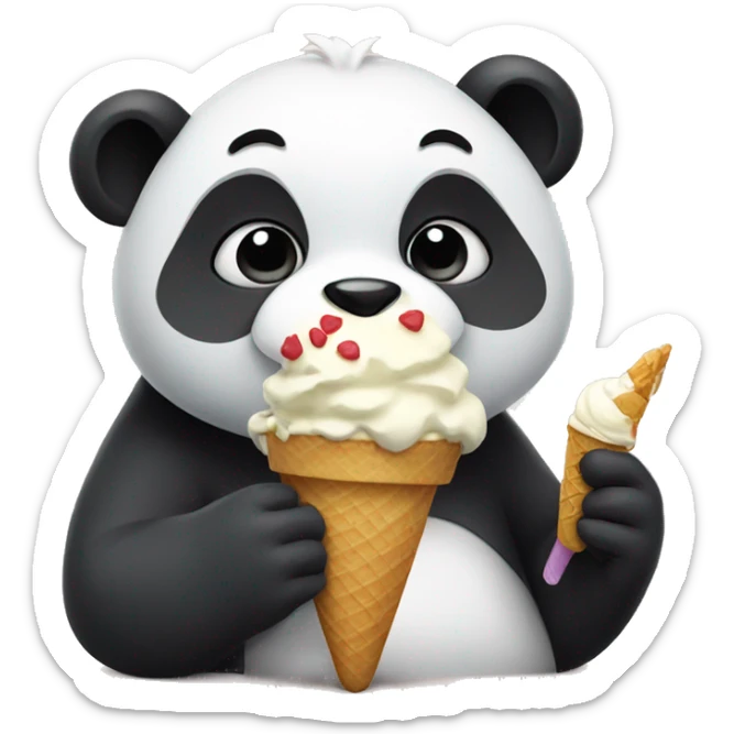 Panda eating ice cream sticker