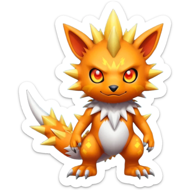 colorful fantasy edgy cool badass cute Digimon-Fakémon, with random markings, full body sticker