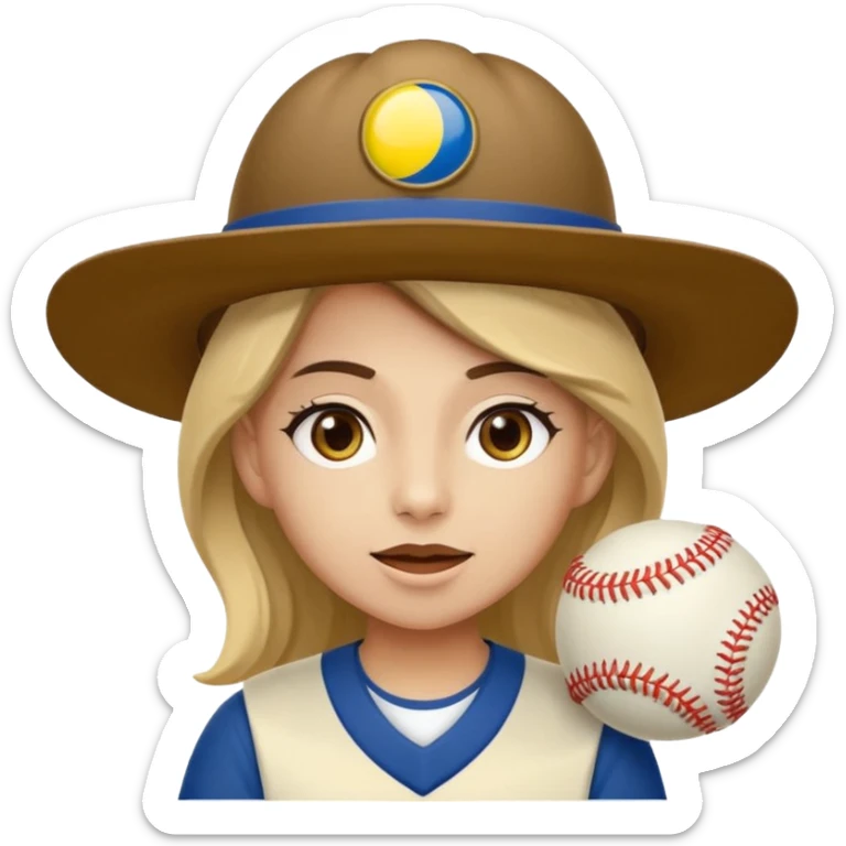 Un mono capuchino que predomine el color café, cara clara y expresiva, que lleve uniforme de softbol de Colombia, con un sombrero vueltiao' un poco inclinado, alegre, atlético y una gorra que diga "Yaifer" sticker