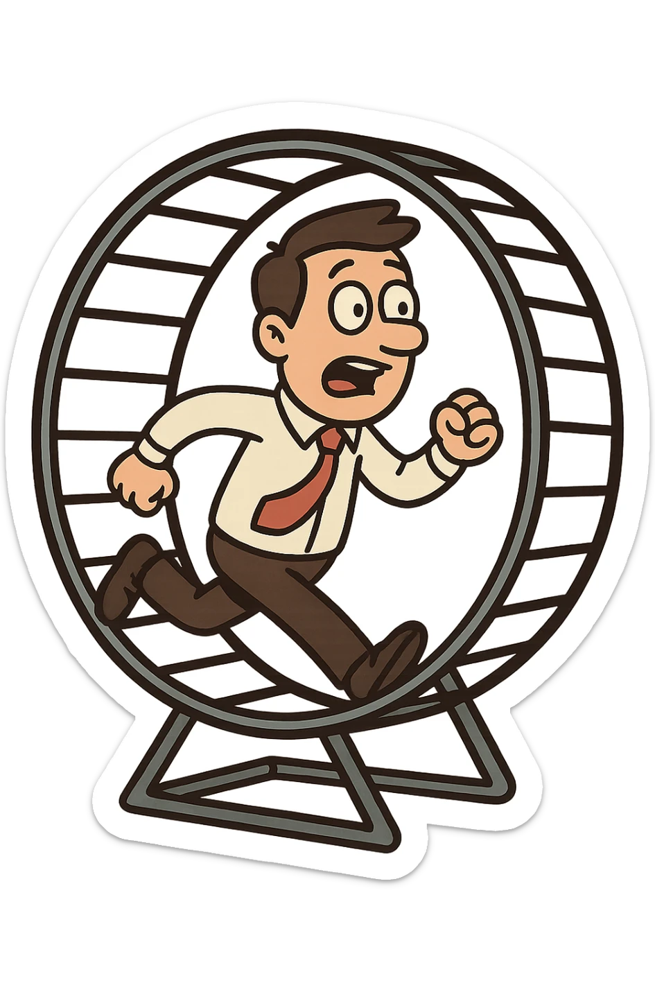 Uomo che corre dentro la ruota del criceto sticker