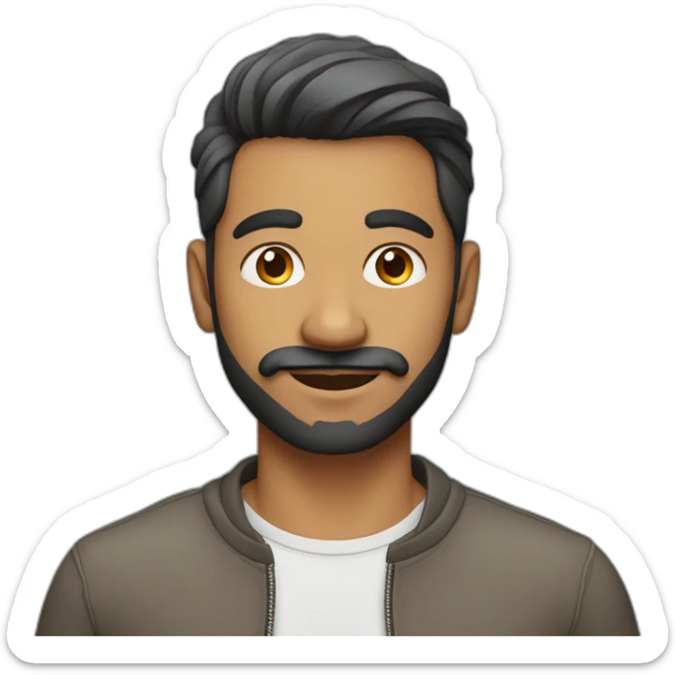 indian man with undercut hair style in casual dress with light facial hair sticker