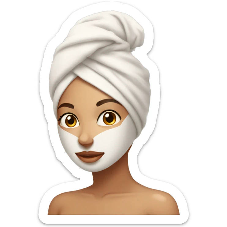 A Latina girl doing her skincare with a towel wrapped around her head and body really feminine  sticker