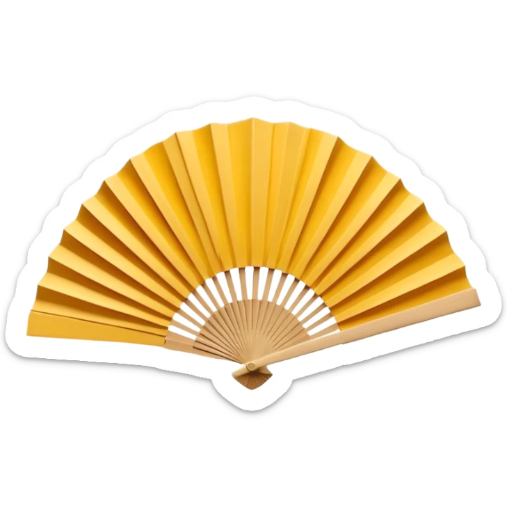 3D render of Paper Fan entirely of folded origami paper, sharp creases, cardboard texture, matte finish, visible paper grain, craft aesthetic,emoji style, isolated on white background --v 6.0 sticker