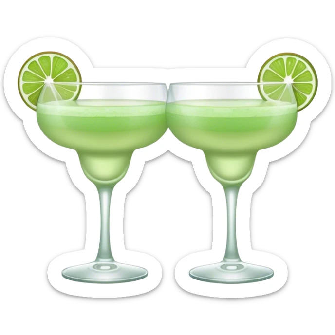 Pink margarita glass and pale green margarita glasses clinking in celebration  sticker