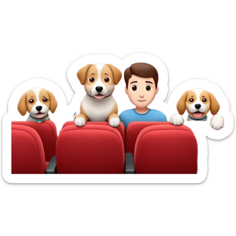 3d realistic interior of movie with dog theater with people  sticker