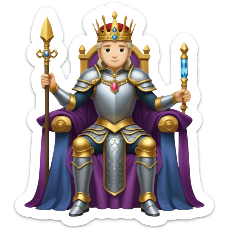 The Emperor tarot card emoji, inspired by Rider Waite Smith deck, regal figure on throne, concise, colorful sticker