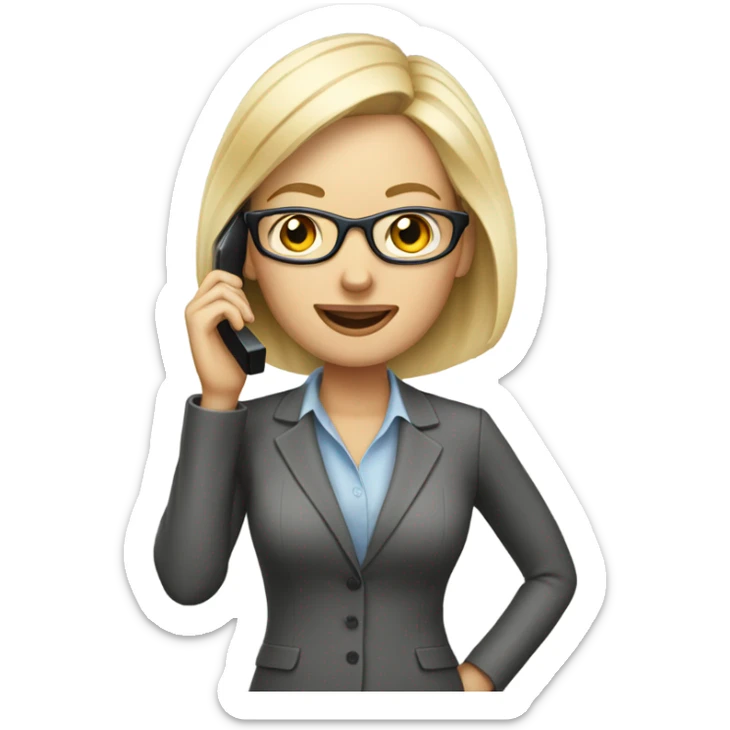 Blonde pale businesswoman wearing glasses talking on her cell phone sticker