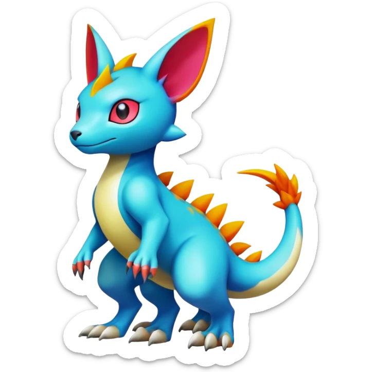 colorful Fakémon-Digimon-Fionbri-Trico-creature (full body) sticker