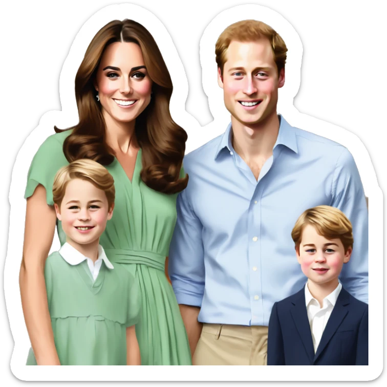 Harry Windsor and Kate Middleton and Prince george and princess charlotte and prince louis sticker