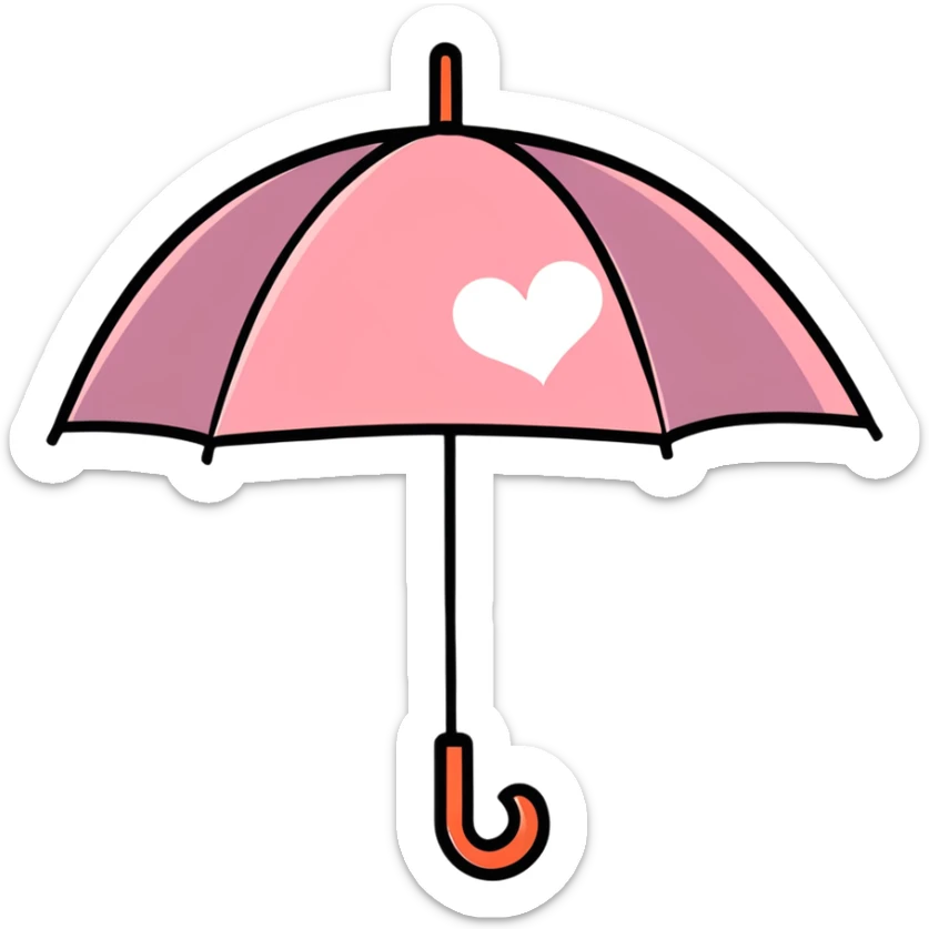 Umbrella with heart symbol representing protection for sexual health clinic sticker