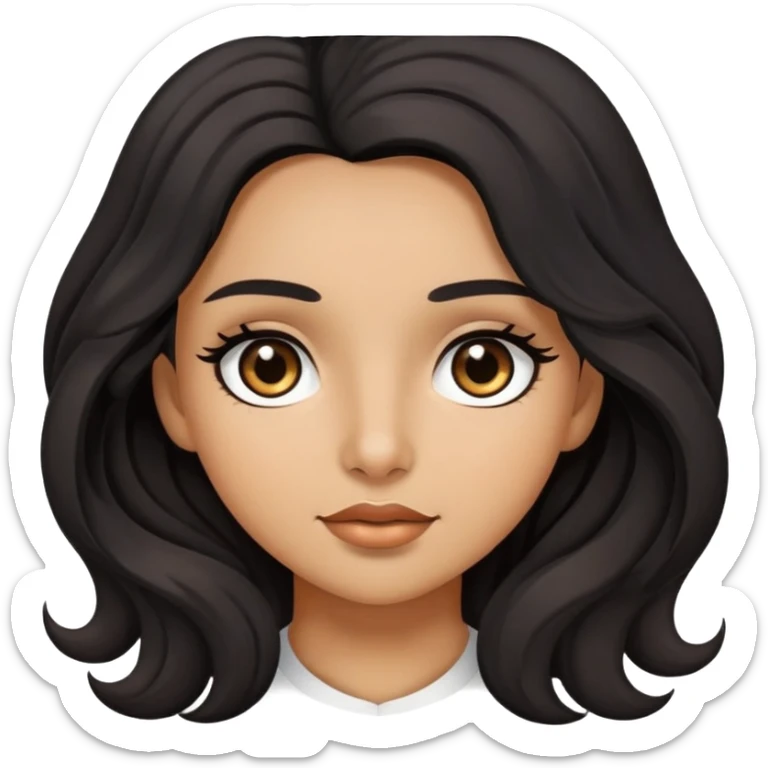 girl with olive skin, brown eyes and long lashes, and long black wavy hair  sticker