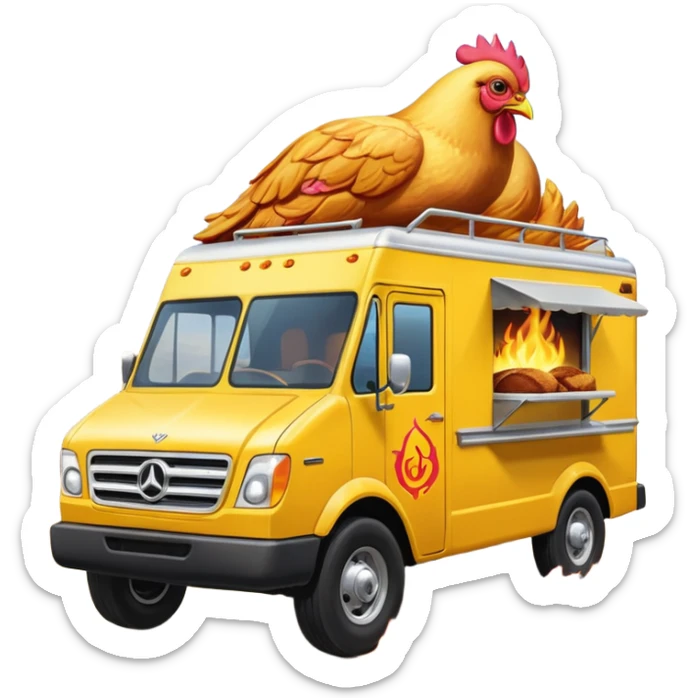 Barbie’s insanely flaming hot butt burning chicken sandwich Extended length Sprinter 4500 van high roof off road rally delivery food truck capable of rock and desert racing  sticker