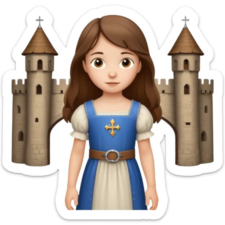 Petite fille villageoise brune à la peau blanche de 8 ans à l'époque du Moyen âge. sticker