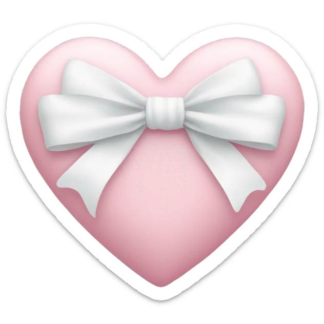 Pastel pink heart with white bow sticker