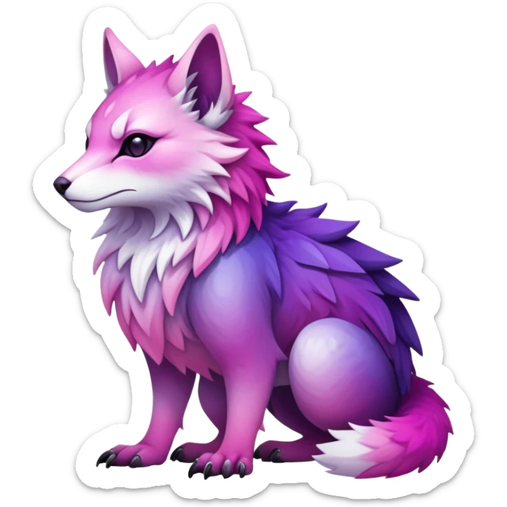  Cool Edgy Purple-pink-white-gradient ethereal badass Fionbri-Vernid-Trico-animal-creature full body sticker