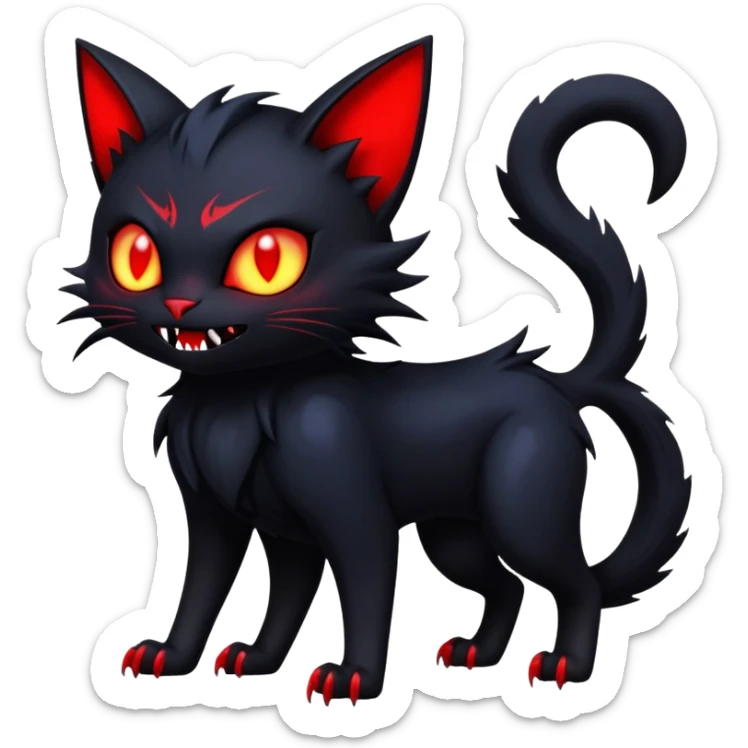 Vampiric feral futuristic gothic emo dark bat-cat-Litten-Noibat-Fakémon-hybrid-creature (full body) sticker
