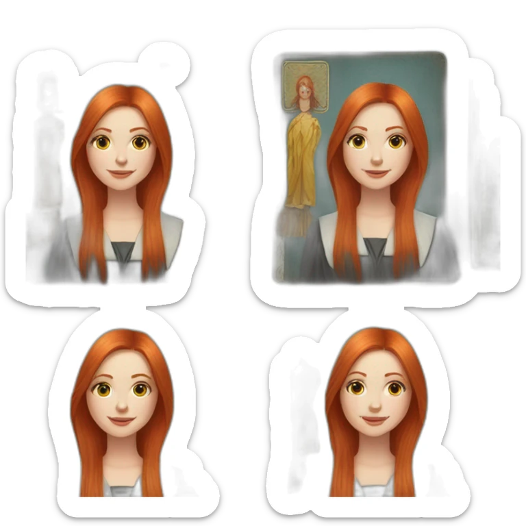 redhead white woman medium long straight hair, celebrating graduation with tarot cards sticker