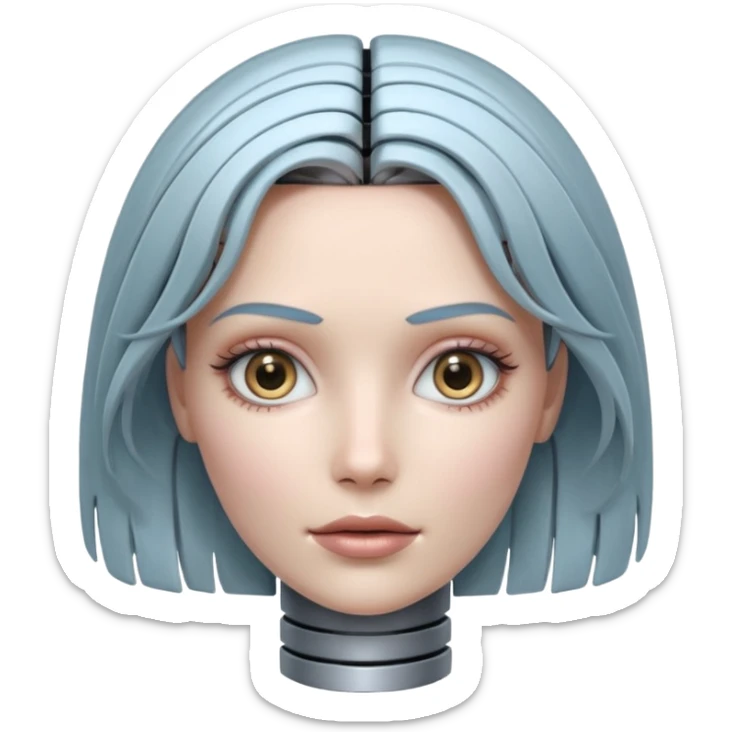 female different hair color metalic robot face like 3rd picture of the last one sticker
