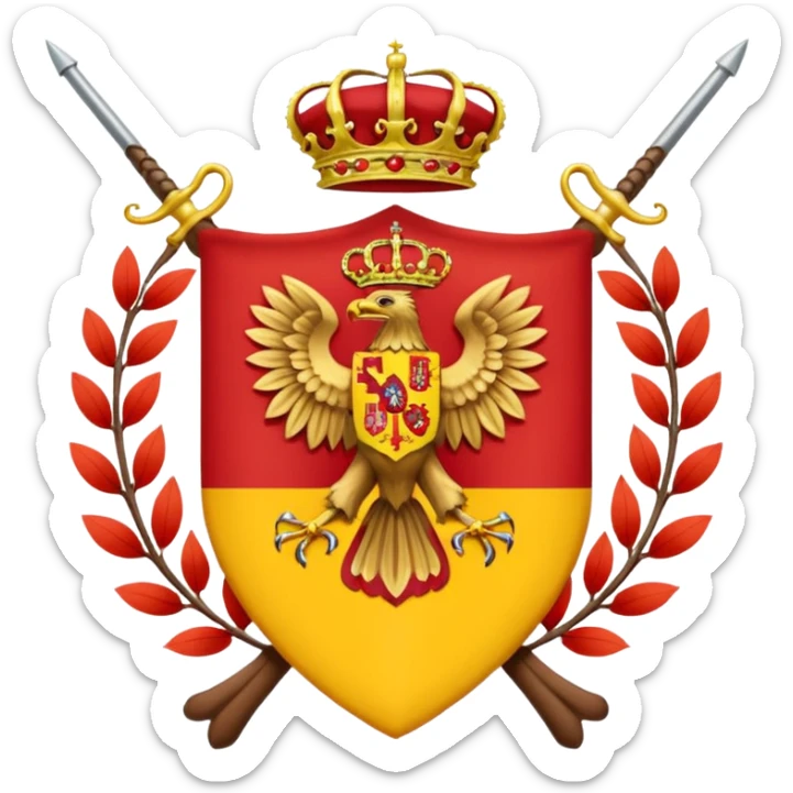 Bandera de españa actual con un águila marrón en el escudo sticker