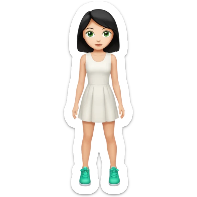 King, black hair, body, legst, blue eyes, shoes, woman blonde hair, green eyes, sexy white short sleveless dress, shoes sticker