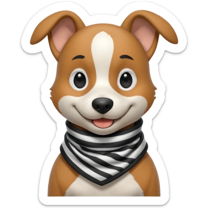 thief dog portrait, head and shoulders only, playful sneaky look, burglar scarf collar, mischievous smile, 3D cartoon, mobile game icon style, clean background, no text, no watermark
 sticker