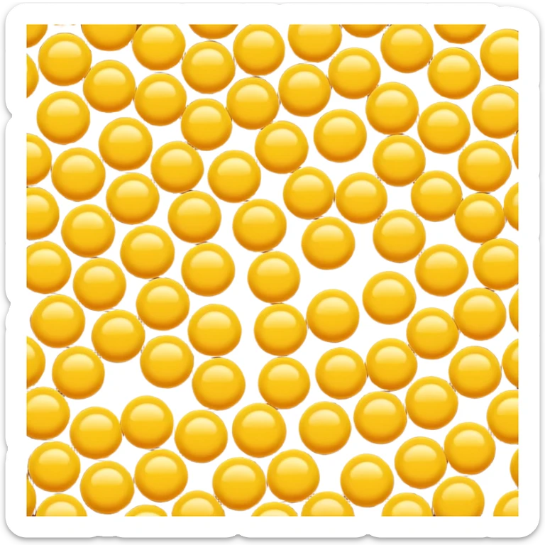 cluster of golden-yellow wax pellets, round and slightly flattened, matte soft surface, smooth uniform texture, like glossy candy drops, apple emoji style, soft lighting, subtle shadows, transparent background, emoji scale sticker
