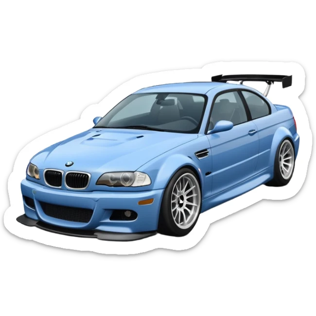 As the BMW M3 E46 drifts around a corner, a slight wisp of smoke should rise from its rear, and its wheels should appear at a certain angle to the turn. Merge the car with the road so it doesn't disappear sticker