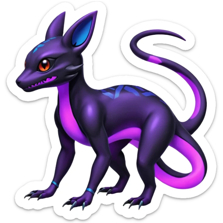 Shiny Cool Futuristic Salandit-Umbreon-Fakémon-hybrid-creature (full body)  sticker