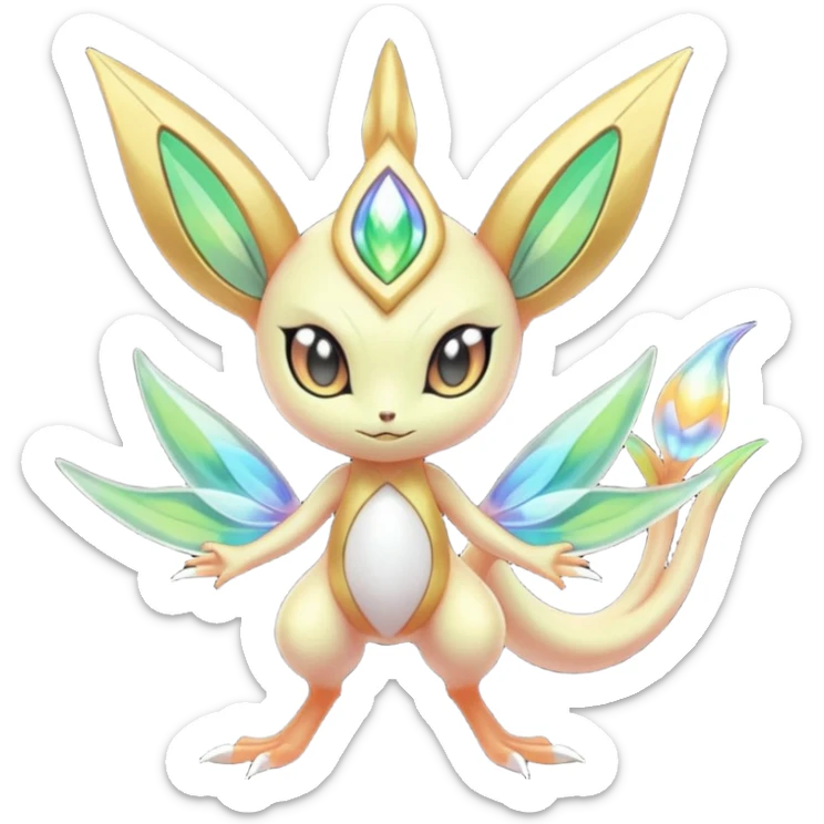 Futuristic Meloetta-Celebi-Cresselia-Jidachi-Victini-Pokémon-Digimon-Fakémon-fusion-hybrid-creature sticker