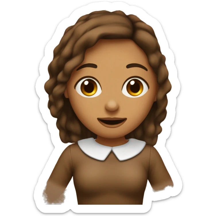 Crea un emojis de una chica conun linares entre la nariz y la boca lado izquierdo, pelo lacio negro ralla en el medio, color de piel canela sticker