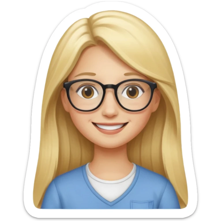 je voudrai un emoji d'une fille aux cheveux longs et blonds avec des lunettes entrain de PASSER DES MOMENTS EN FAMILLE sticker