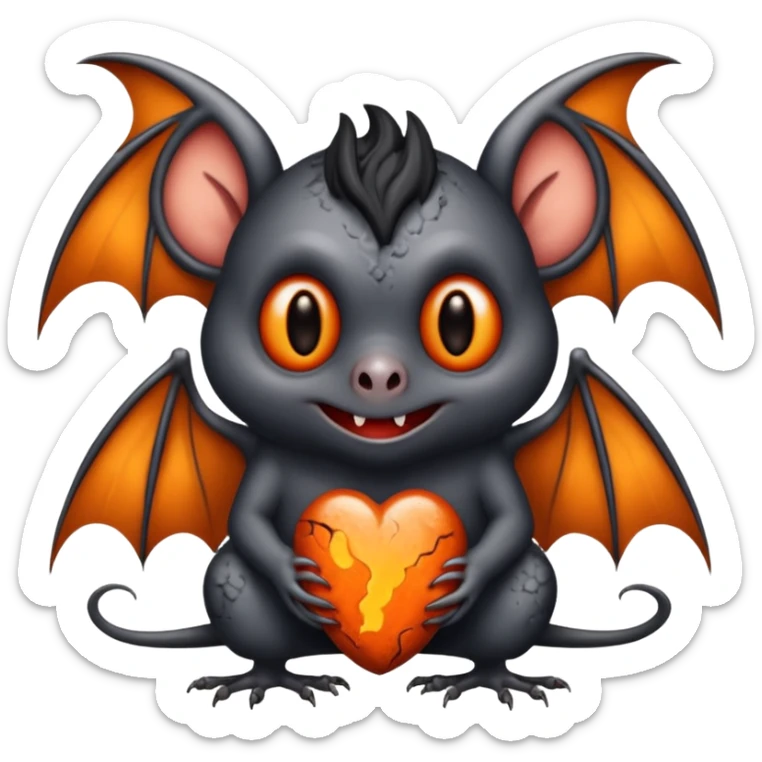 Monstre a corp craquelé fait de lave avec des ailes de chauve-souris et un tête de pierre carbonisé avec une mâchoire carré  sticker