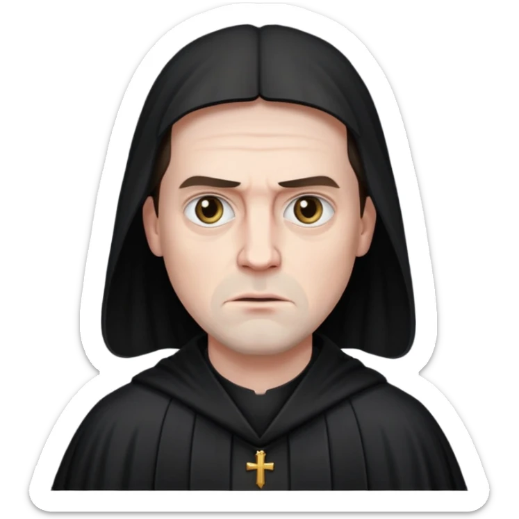 A preacher who's actually a demon.... but Noone knows it yet, in the style of your bleeding skull art. Dark gritty and menacing sticker