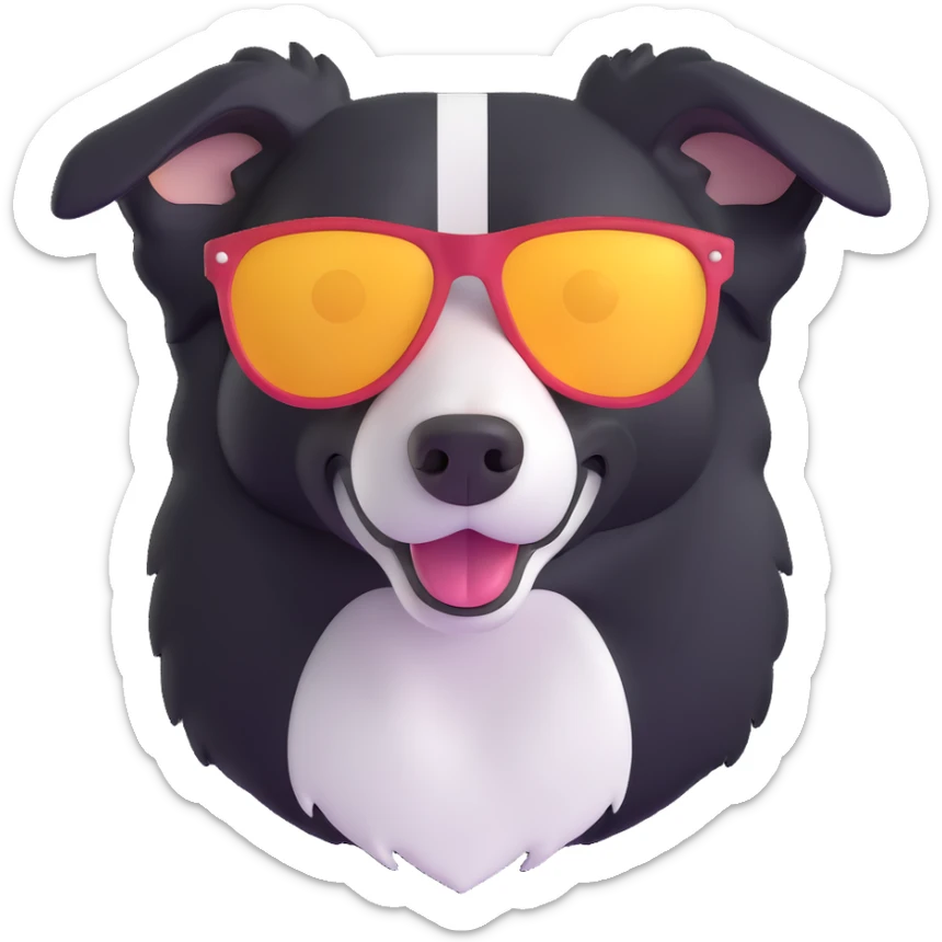 border collie wearing sunglasses sticker