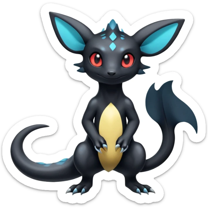 Shiny Exotic Cool Cute Salandit-Umbreon-Quilava-Fakémon-hybrid-creature (full body)  sticker