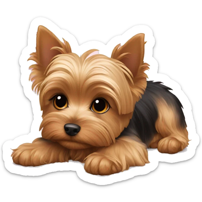 Yorkie puppy laying sticker