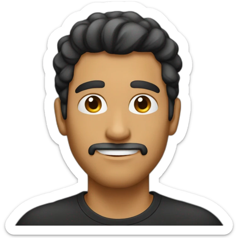 Hombre con el pelo corto negro y peinado hacia el lado derecho, sin barba y sin gafas sticker