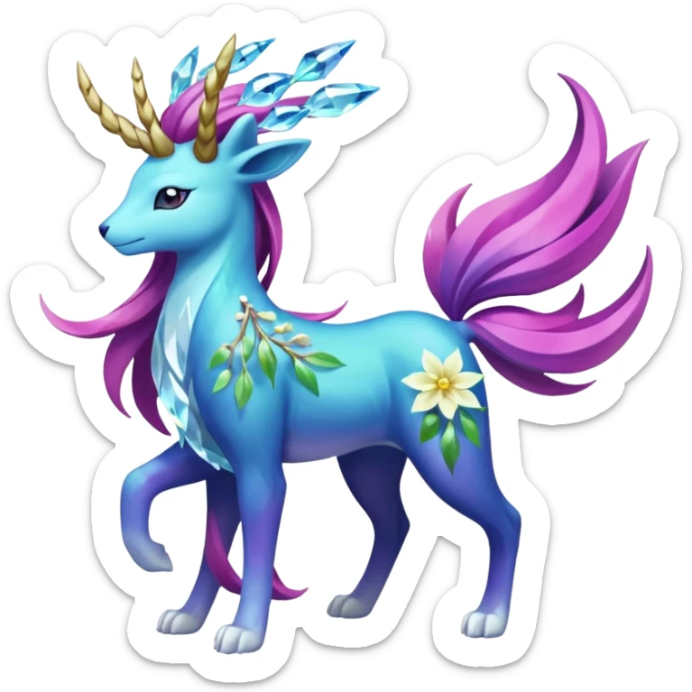 Suicune-Aurorus-Amaura-Meganium-fusion (full body) sticker