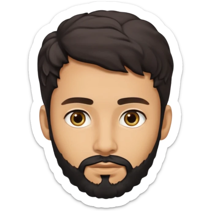 young lightskin Pakistani man with black beard wavy short hair and almond shaped brown eyes and thick eyebrows sticker