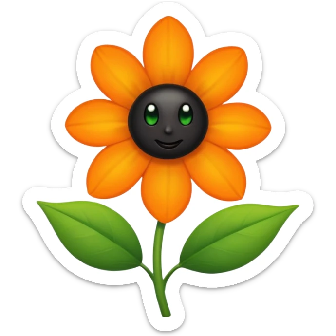 Green stem, white bud with black cartoony face: ;p. And six heart shaped yellowish orange petals sticker