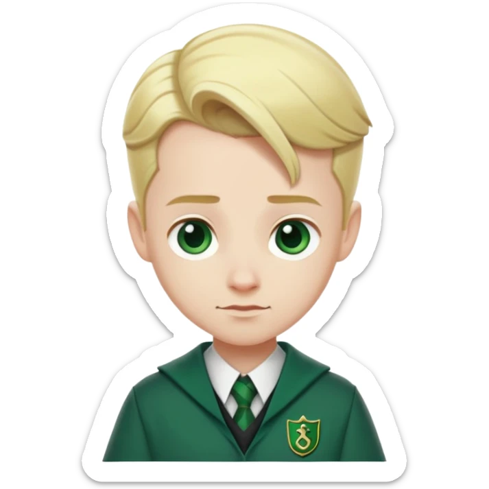pregnant man in Slytherin uniform, short slicked-back blonde hair, pale skin sticker