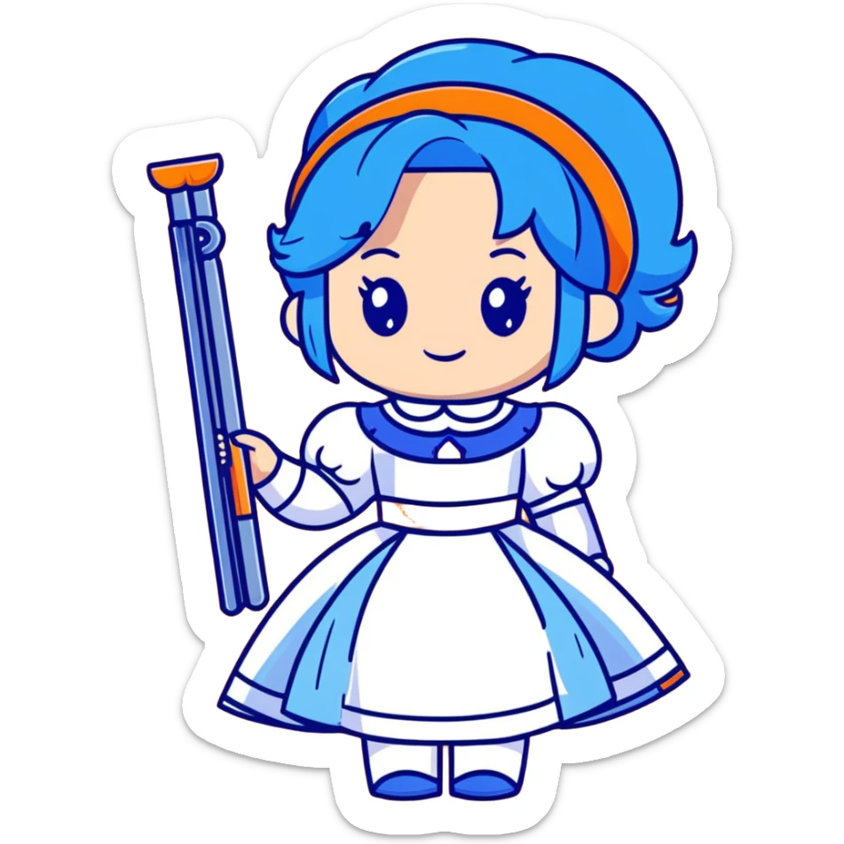 Evie from Descendants, blue hair, royal princess style, fashion designer sticker