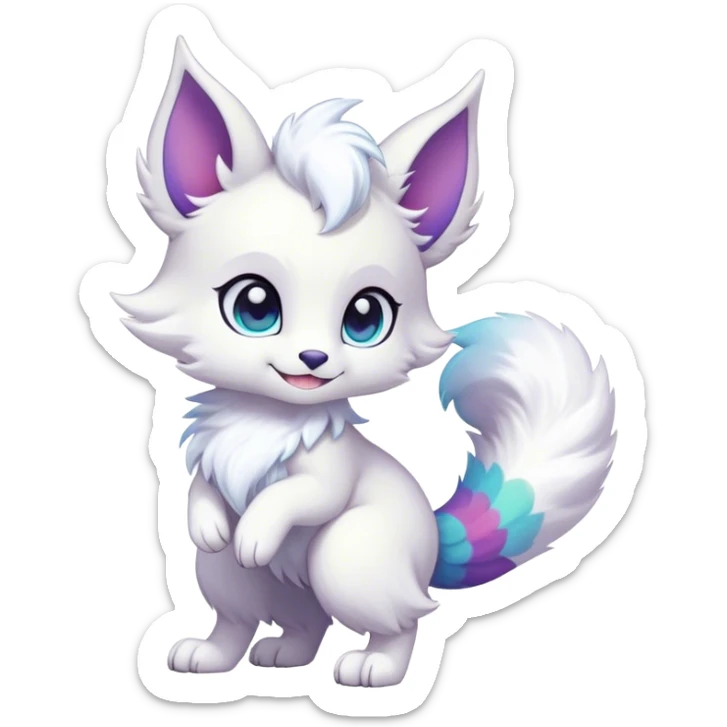 Kawaii bright fantasy ethereal anthro fursona Fakemon with tufted tail  sticker